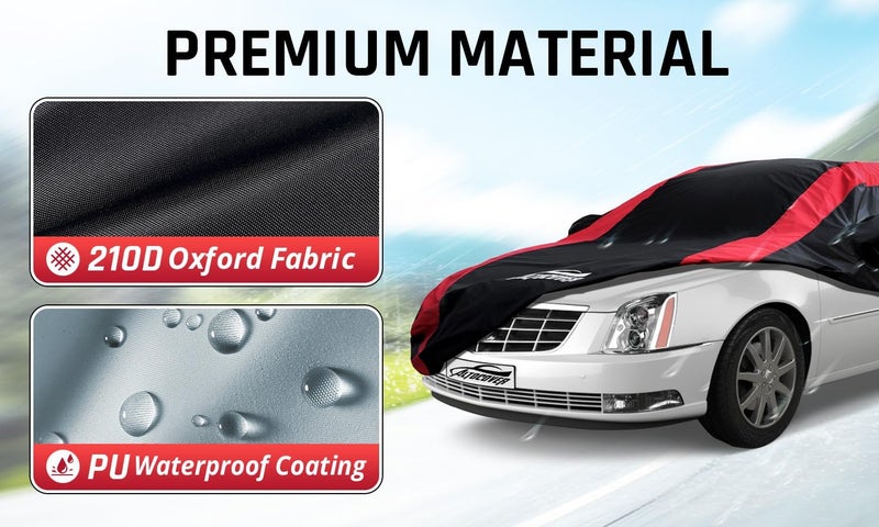 AltoCover Car Cover Waterproof All Weather with Red Strip Design, Custom Fit for DTS(2006–2011), XTS(2013-2019), CT6(2016-2020), DTS Accessory with Door Zipper & Windproof Straps - Image 3